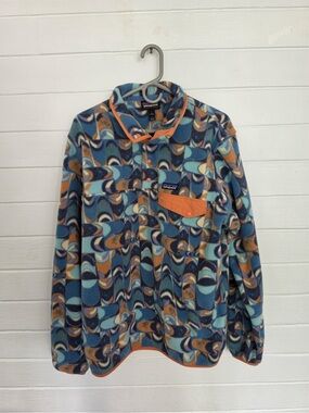 Patagonia Synchilla Fleece Pullover - Blue, Orange & Cream Pattern